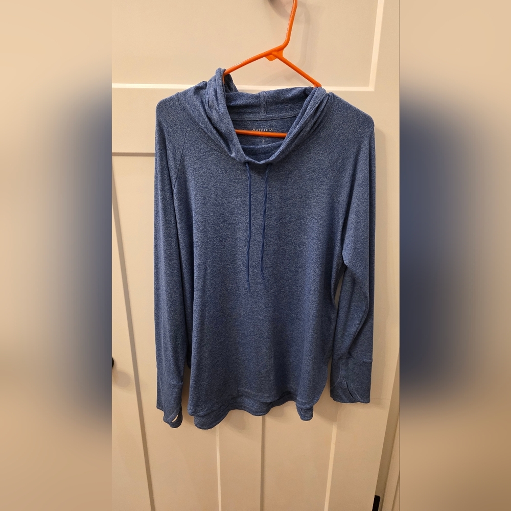 Athleta Blue Hooded Long Sleeve Top